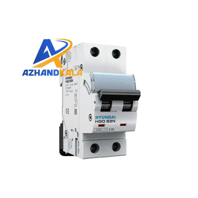کلید مینیاتوری هیوندای (HYUNDAI) دو پل 2 آمپر، 6kA، سری HGD 63N