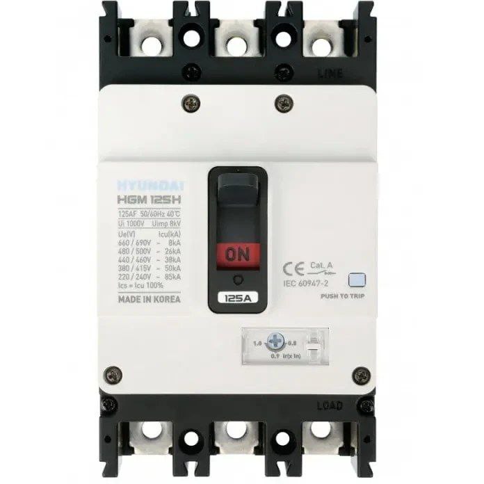 کلید اتوماتیک،کمپکت 100آمپر،قابل تنظیم حرارتی-ثابت مغناطیسی HYUNDAIمدلHGM