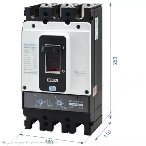 کلید اتوماتیک،کمپکت 630 آمپر،قابل تنظیم حرارتی-قابل تنظیم مغناطیسی HYUNDAIمدلHGP